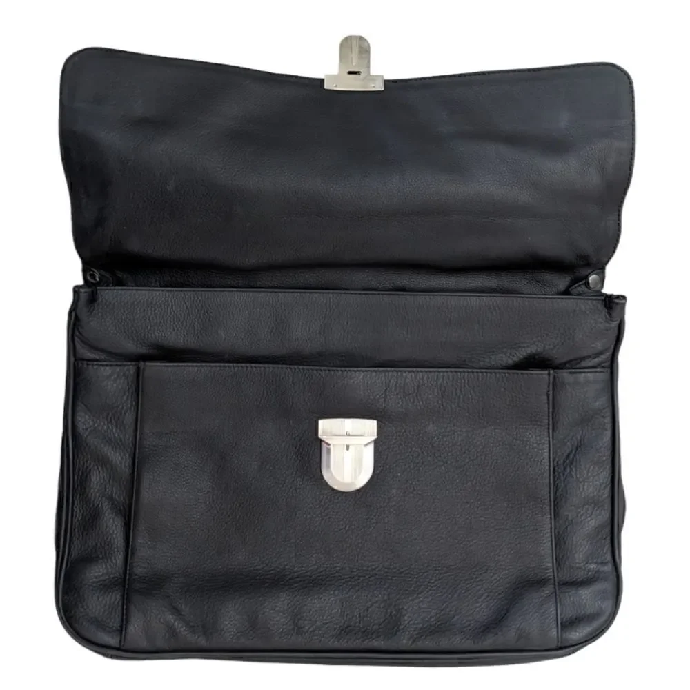 A.G. Spalding & Bros. New York Black Leather Messenger Briefcase Work & Office